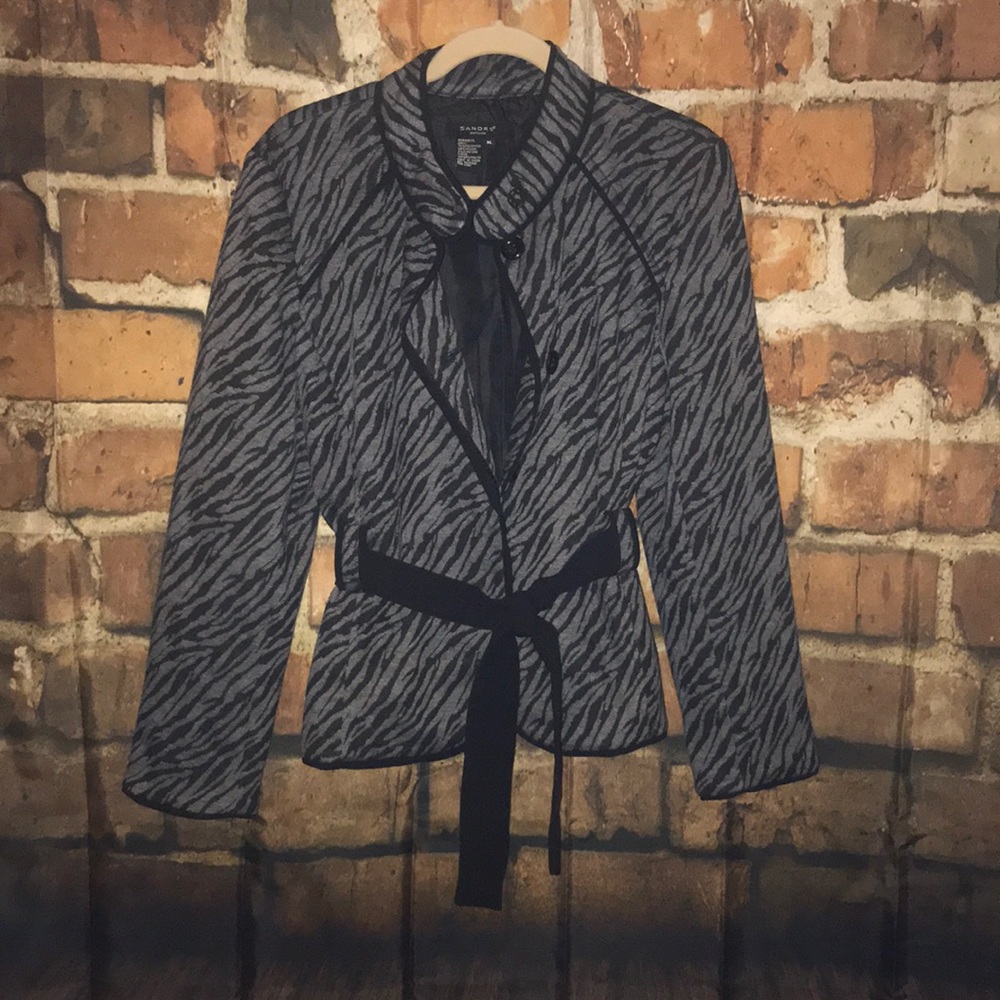 Sandro Sportswear Animal Print Front Tie Jacket XL